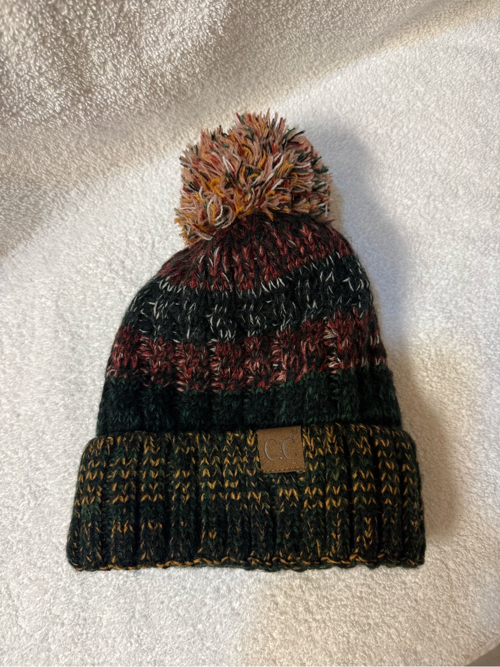 C.C. Multicolor Lined Knit Pom Beanie